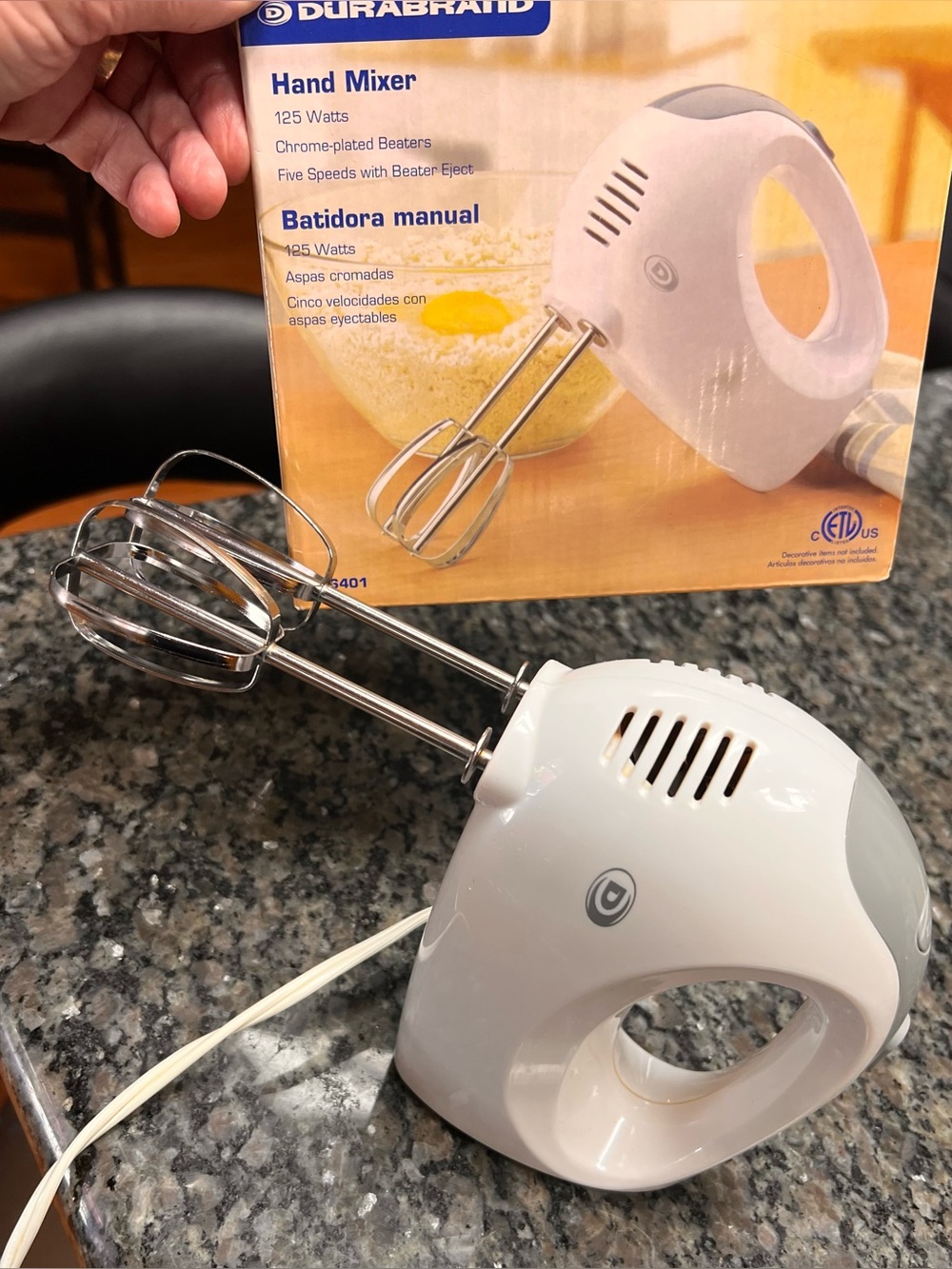 Durabrand Hand Mixer 5 Speed with Chrome Beater and Eject Button